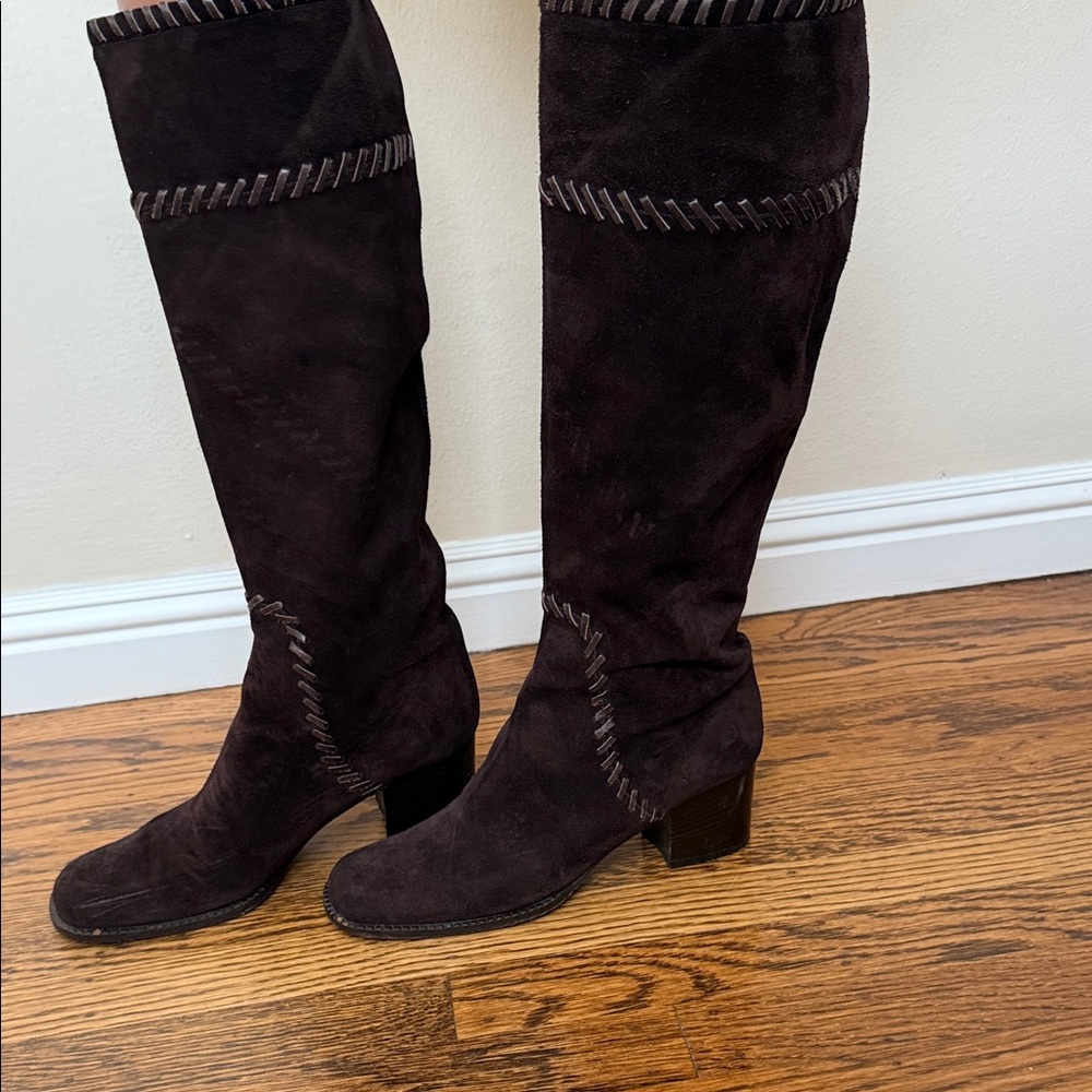 Saint Laurent Dark Brown Over the Knee Boots